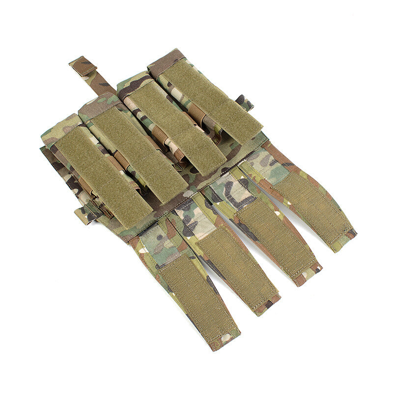 IDOGEAR PEW Tactical Quadruple Magazine Panle Pouch SMG Magazine Pouch Carrier for AVS Vest Detachable Flap SMG 9MM .45 Mag Pouch P046