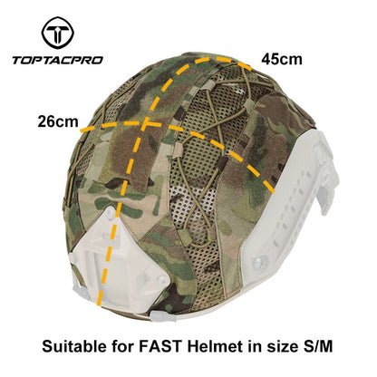TOPTACPRO Tactical Helmet Cover for FAST Helmet 500D Cordura Nylon Military Camo Headwear Hoop & Look 8801