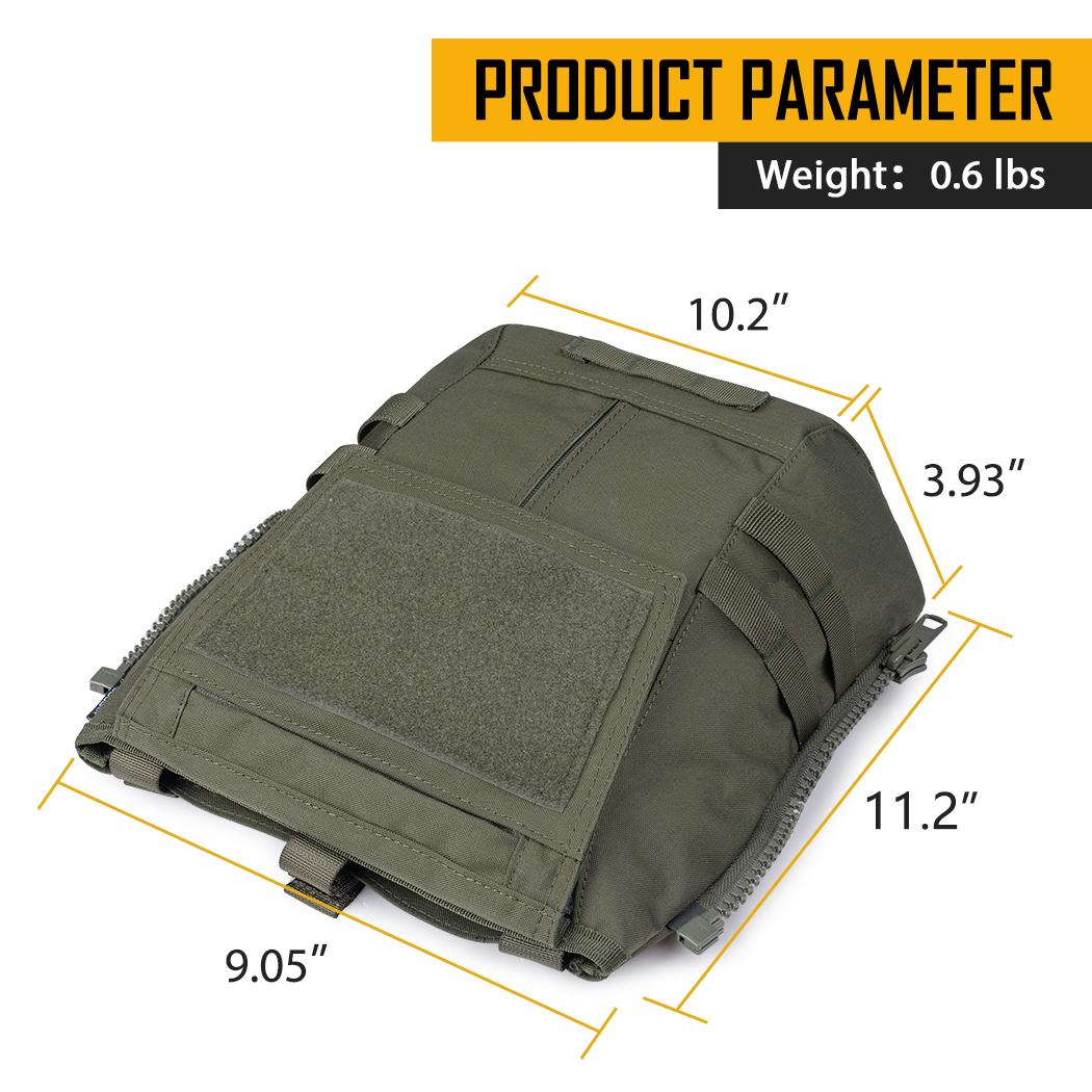 IDOGEAR Tactical Zip on Panel Pouch Military Molle Backpack Plate Carrier Bag For CPC AVS JPC2.0 NCPC Vest 3531