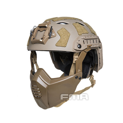 FMA Tactical Helmet with Half Face Mask SF Style Helmet with NVG Shroud Military Helmet & Mask Set Outdoor Gear 1365A