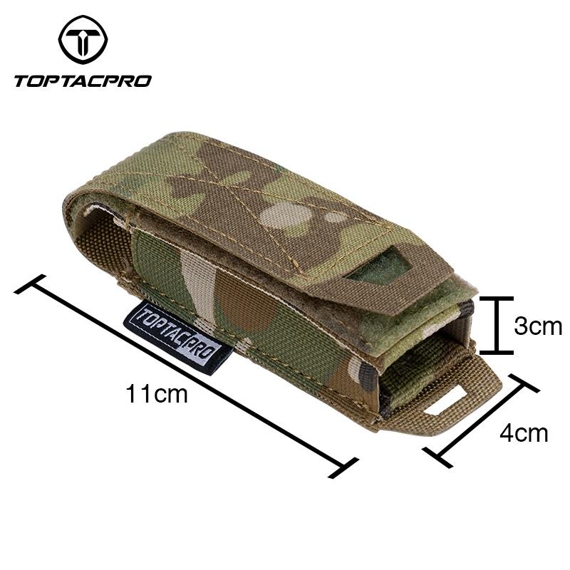 TOPTACPRO Tactical Single Magazine Pouch for 9mm Mag MOLLE SMG Mag Holder Laser Cut Quick Release Military Training Camo Mag Pouch 8501