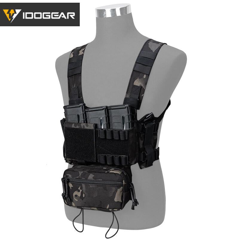 IDOGEAR Tactical Chest Rig Modular Lightweight Chest Rig MK3 Full Set Military w/ 5.56 Mag Pouch Pantiball Hiking Camping Outdoor Gear