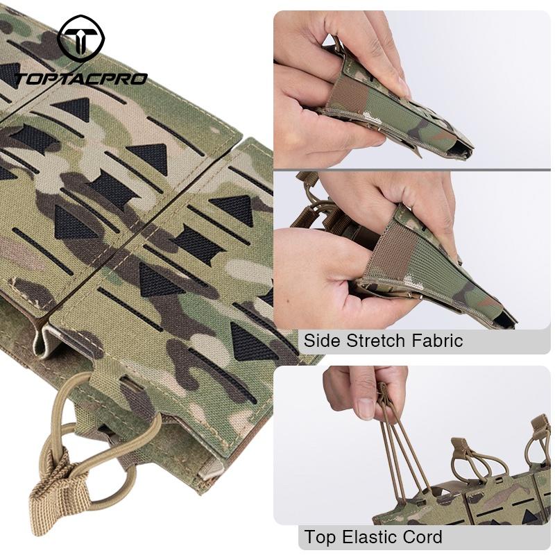 TOPTACPRO Tactical Mag Pouch Modular Triple Open Top Magazine Pouch for 5.56 Military MOLLE Mag Carrier 8515