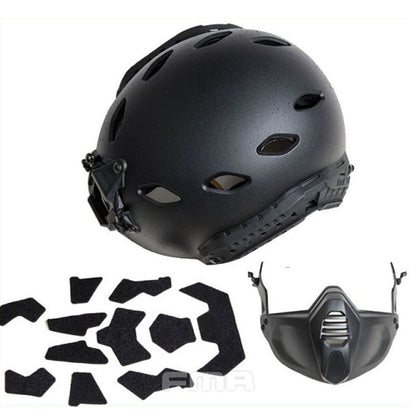 FMA Tactical Helmet with Half Face Mask SF Style Helmet with NVG Shroud Military Helmet & Mask Set Outdoor Gear 1365A