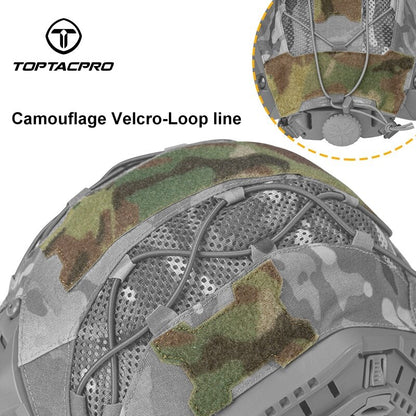 TOPTACPRO Tactical Helmet Cover for FAST Helmet 500D Cordura Nylon Military Camo Headwear Hoop & Look 8801