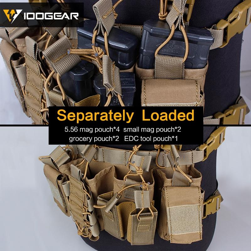 IDOGEAR Tactical Chest Rig Pouch With 4 Magazine Pouches Tactical Training Gear 3307 Outdoor Camping Hiking Kits