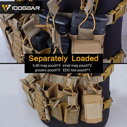 IDOGEAR Tactical Chest Rig Pouch With 4 Magazine Pouches Tactical Training Gear 3307 Outdoor Camping Hiking Kits