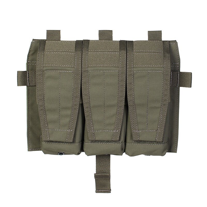 IDOGEAR PEW Tactical AVS Triple Magazine Pouch Detachable Flap M4 Magazine Pouch Hook & Loop 556 762 Mag Carrier Tactical Vest Front Panel with Mag Pouch P037 Wargame Survival Kit