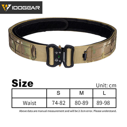 IDOGEAR Tactical 2" Belt with Adjustable Inner Belt MOLLE Metal Buckle Men Outdoor Hiking Training Camping Accessories 3415