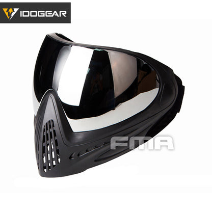 IDOGEAR Tactical Helmet with FMA F1 Full Face Mask Single Layer Military Wargame Safety Protective Helmet Anti-fog Goggle Emerson Tactical Helmet with Full Face Mask Set 5658-0022