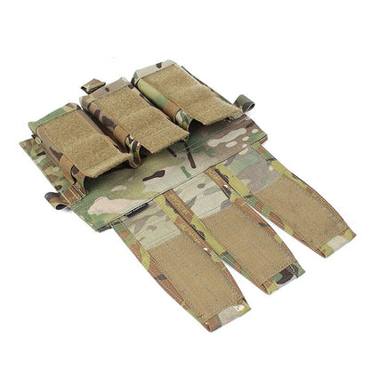 IDOGEAR PEW Tactical AVS Triple Magazine Pouch Detachable Flap M4 Magazine Pouch Hook & Loop 556 762 Mag Carrier Tactical Vest Front Panel with Mag Pouch P037 Wargame Survival Kit