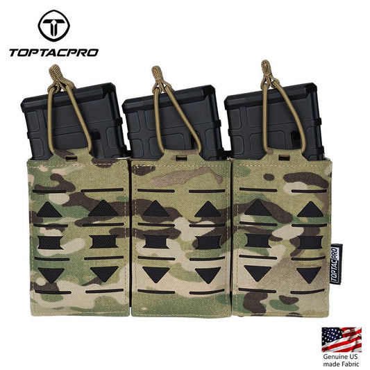 TOPTACPRO Tactical Mag Pouch Modular Triple Open Top Magazine Pouch for 5.56 Military MOLLE Mag Carrier 8515