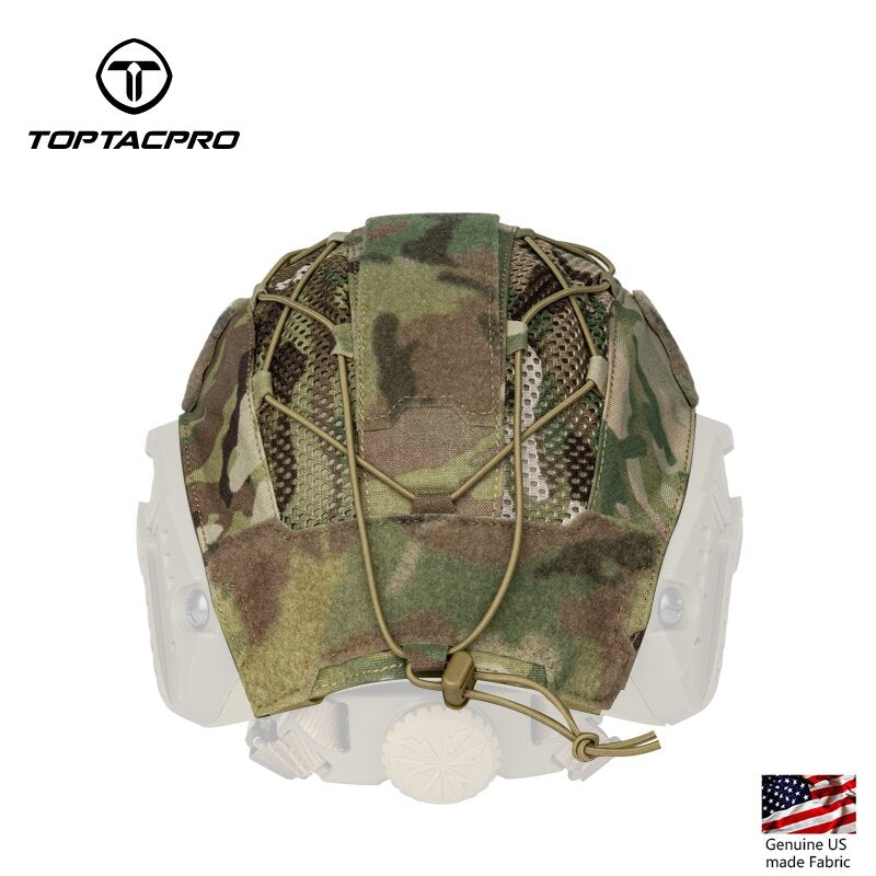 TOPTACPRO Tactical Helmet Cover for FAST Helmet 500D Cordura Nylon Military Camo Headwear Hoop & Look 8801