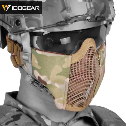 IDOGEAR Tactical PDW Half Face Protective MESH Mask Field CS Game Tactical Military Accessories 3604 Military Camping Hiking Camouflage Gears