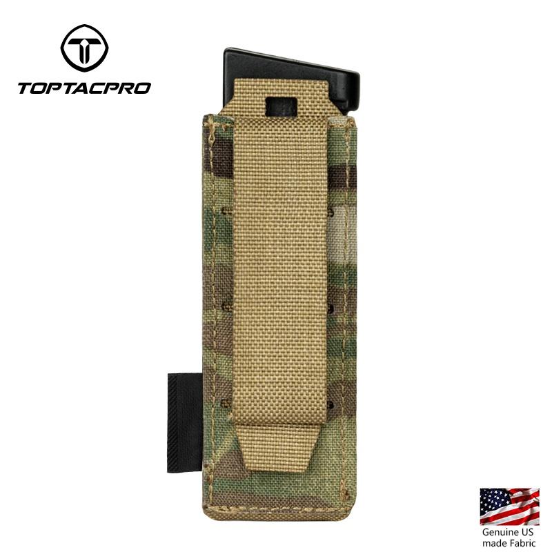 TOPTACPRO Tactical Magazine Pouch For 9mm Singel Mag Carrier MOLLE Magazine Holder Laser Cut 8513