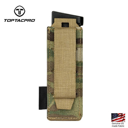TOPTACPRO Tactical Magazine Pouch For 9mm Singel Mag Carrier MOLLE Magazine Holder Laser Cut 8513