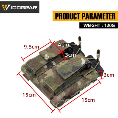 IDOGEAR Tactical Double Magazine Pouch For 9mm & 5.56 Military MOLLE Mag Carrier Double Top Open 3546