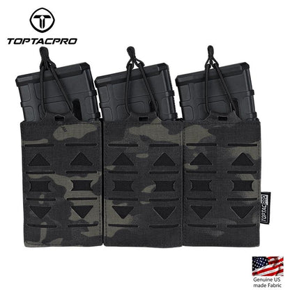 TOPTACPRO Tactical Mag Pouch Modular Triple Open Top Magazine Pouch for 5.56 Military MOLLE Mag Carrier 8515